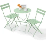 Bistro Table Set 3piece Steel Table And Chairs Folding Bistro Set, Outdoor Furniture Patio Set For Lawn Balcony Backyard Yard