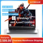 ACEMAGIC 16″ FHD Laptop AMD Ryzen 9 6900HX Laptop 16GB LPDDR5 RAM 512GB SSD Backlit Keyboard Full-Featured Office Gamin Notebook