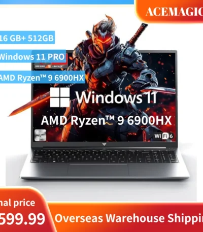 ACEMAGIC 16" FHD Laptop AMD Ryzen 9 6900HX Laptop 16GB LPDDR5 RAM 512GB SSD Backlit Keyboard Full-Featured Office Gamin Notebook 1