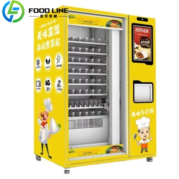 Custom Smart Hot Food Vending Machine Ready Meal Sandwich Hamburger Pizza Bread Burrito Lunch Box Automatic Machine