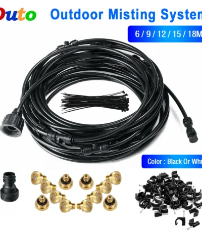 6/9/12/15/18m Patio Misting Cooling Water Fog Sprayer System For Greenhouse Garden Plant Watering Irrigation Nebulizer Sprinkler 1