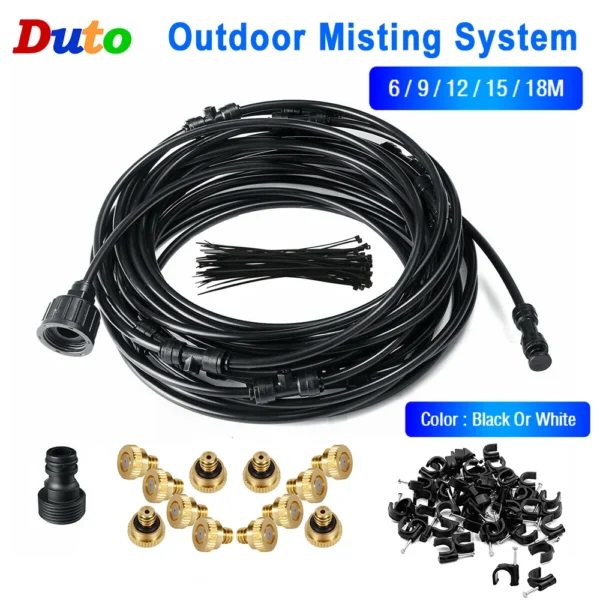 6/9/12/15/18m Patio Misting Cooling Water Fog Sprayer System For Greenhouse Garden Plant Watering Irrigation Nebulizer Sprinkler