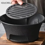 1Set Cast Iron Charcoal Stove Outdoor Camping Barbecue BBQ Rice Cake Charcoal Stove Portable Household Japanese Charcoal Stove
