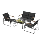 WOLTU Weatherproof Garden Furniture Set Garden Table with Two-Seater Sofa 2 Armchairs Metal Outdoor Seat Set for Patio Balcony