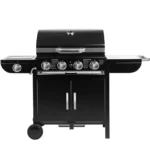 Gas Grill, BBQ Grill Cart Gas, Piezo Ignition, with Thermometer, Large Stand Grill, 4*1000BTU/2.93 KW, for Garden Party Camping
