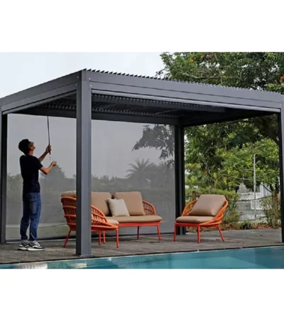 Bioclimatic Aluminum  Pergola 10x10ft 1 square meter price waterproof  louver roof can be flipped manually for outdoor patio 1