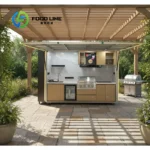 Custom Premium Waterproof Small Backyard Full Outdoor Electric Kitchen with Dishwasher Sink and Work Surface Patio Garden BBQ