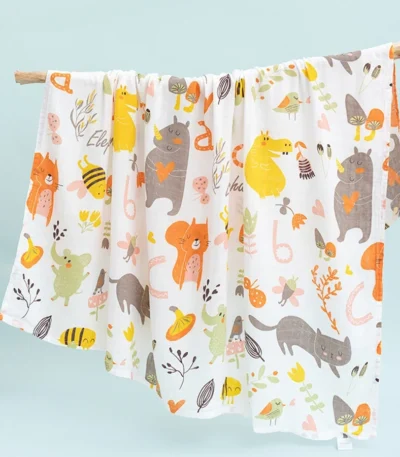 Baby Swaddle Blanket Cotton Soft 2 Layer Muslin Newborn Summer Blankets Quick Dry Kids Bath Towel Baby Stroller Blanket Cover 1