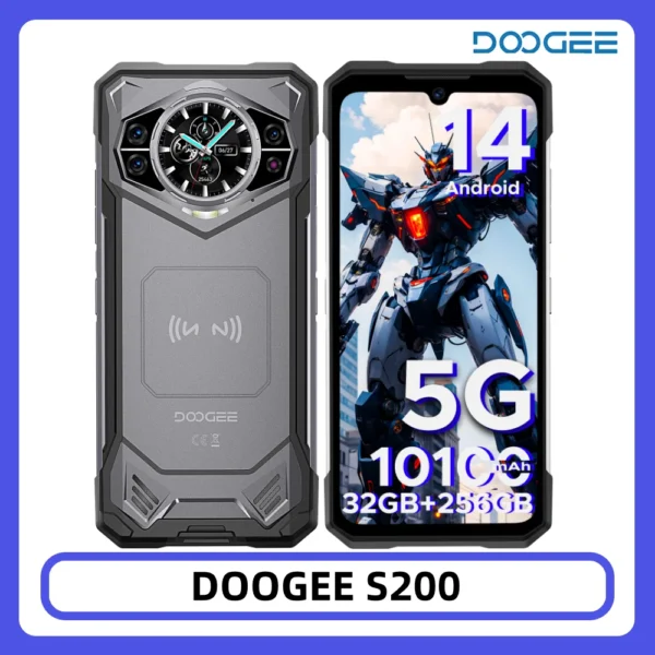 DOOGEE S200 5G Rugged Phone 12GB 256GB 1.32″ AMOLED Rear Display Dimensity 7050 100MP Camera 10100mAh NFC Smartphone