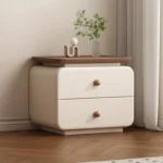 No Assembly PU Leather Nightstand Modern Bedside Cabinet Table for Bedroom Living Room Small Apartment Furniture