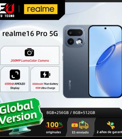 New Launch EU Version realme 16 Pro 5G Smartphone 200MP LumaColor Camera 6500nit AMOLED Display 6500mAh Battery 45W Charge 1
