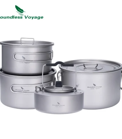 Boundless Voyage Titanium Pot Stockpot Cooking Set with Folding Handle 1