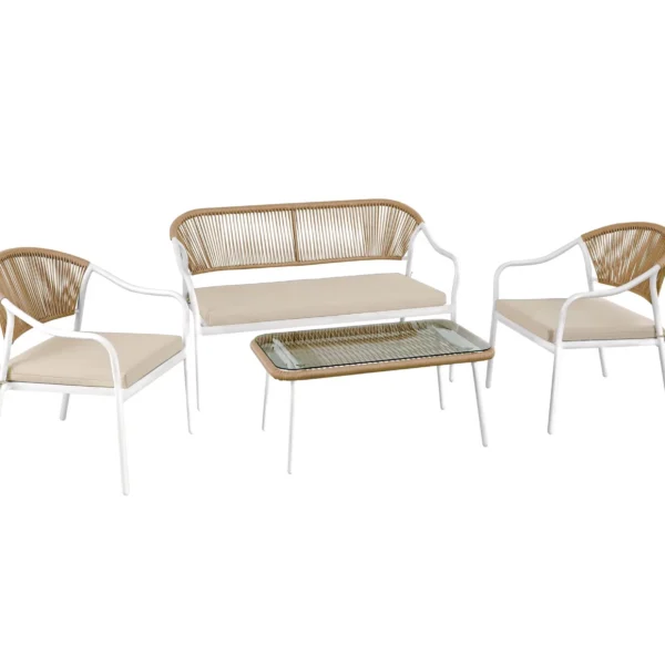 Patio Furniture Stackable Set Porch Exterior Wicker Sofa Outdoor Rattan Chairs And Tables Wicker Conversation Set With Cushions