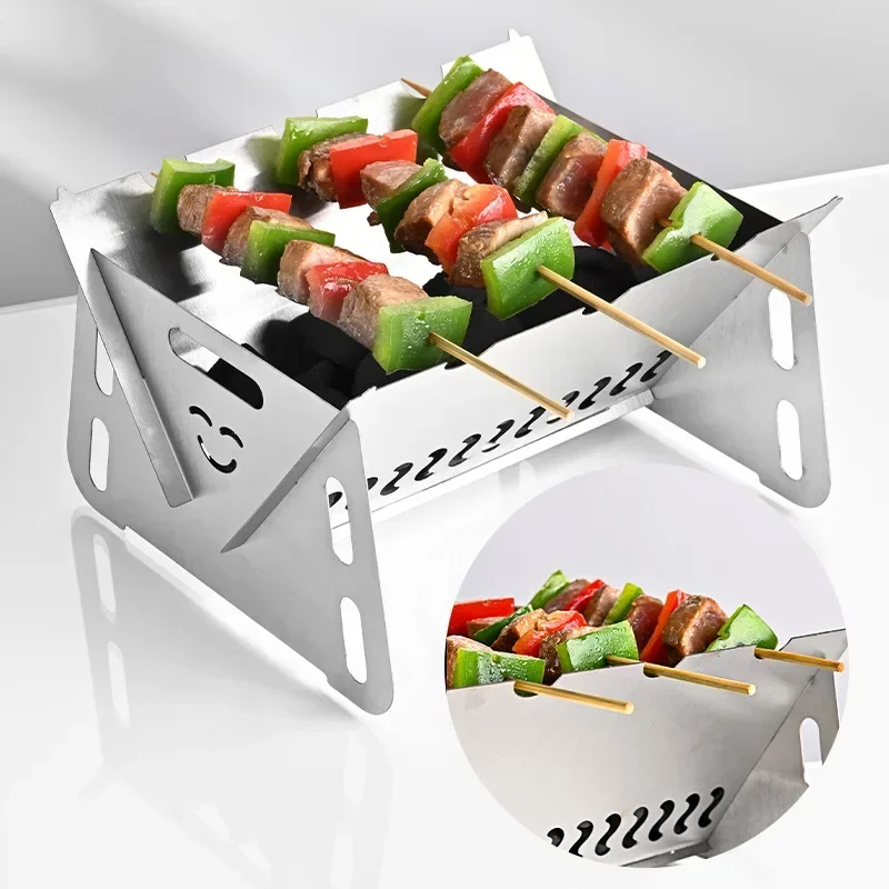New Mini Outdoor Folding Barbecue Stove Stainless Steel Convenient Card Type Firewood Stove Barbecue Grills Rack Household Stove New Mini Outdoor Folding Barbecue Stove Stainless Steel Convenient Card Type Firewood Stove Barbecue Grills Rack Household Stove