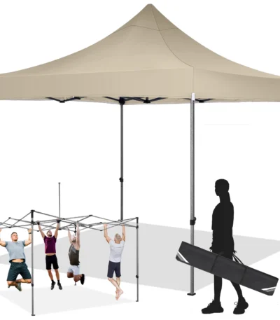 3x3m Folding Gazebo Awning Waterproof No Side Wall Pop Up Tent UV Protection 50+ Adjustable To 3 Heights Party Sunshade Shelter 1