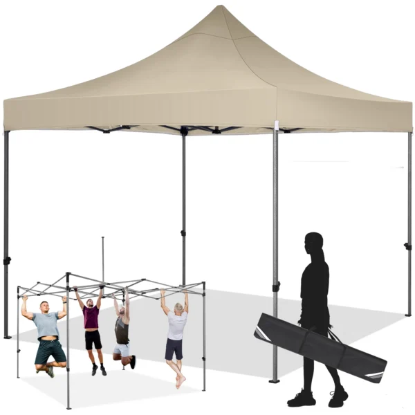 3x3m Folding Gazebo Awning Waterproof No Side Wall Pop Up Tent UV Protection 50+ Adjustable To 3 Heights Party Sunshade Shelter