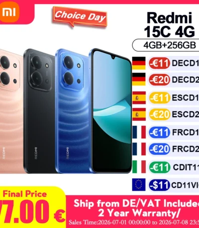 Global Version Redmi 15C 4G NFC Mobile Phone 50MP AI Dual Camera 6000mAh 33W Fast Charging Cellphone Smartphone 4GB+256GB 1