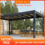 Customized Waterproof Sunshade Glass Sliding Outdoor Pergola Aluminum Motorized Louvered Pergola with Motorized Roof