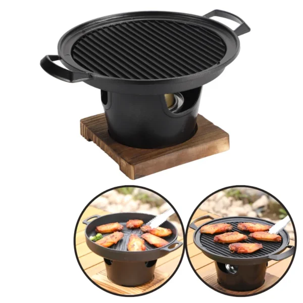Mini BBQ Grill Japanese Alcohol Stove Home Smokeless Barbecue Grill Outdoor BBQ Plate Roasting Meat Tools