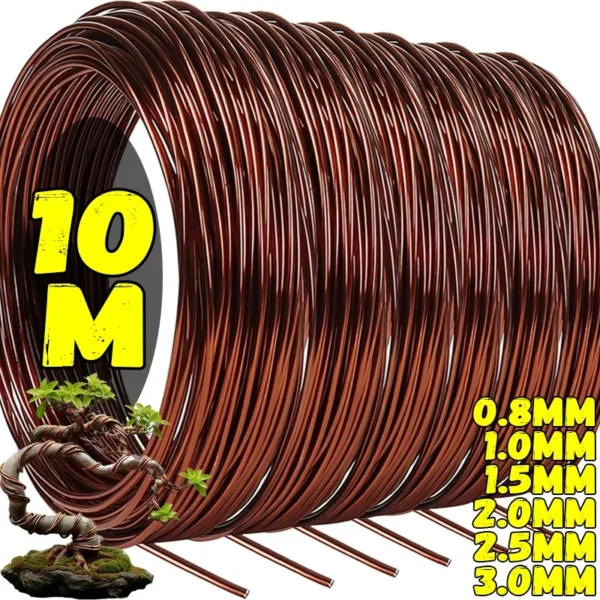 0.8/1.0/1.5/2.0/2.5/3.0mm Brown Aluminum Bonsai Wires Plant Support Training Wire Fixing Strings DIY Shape Branches Support Bend