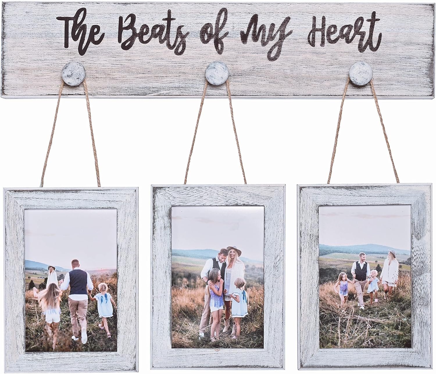 4X6 Picture Frames Farmhouse Rustic Vintage Distressed Solid Wood Photo Frame with HD plexiglass Hanging Picture Frame Wall Decor for Living Room, Set of 3 - Image 2
