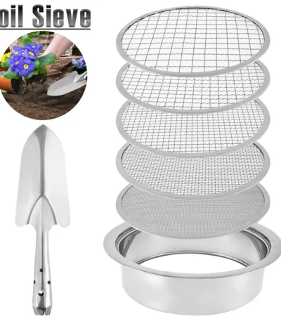 Stainless Steel Soil Sieve Interchangeable Meshes Set Multifunctional Garden Soil Filter with 9.45inch Diameter for Sand Rocks 1