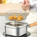 Heavy Duty Stainless Steel Square Frying Pan & Stock Pot Combo, 201 Grade Induction Compatible Cookware for Home Camping Outdoor