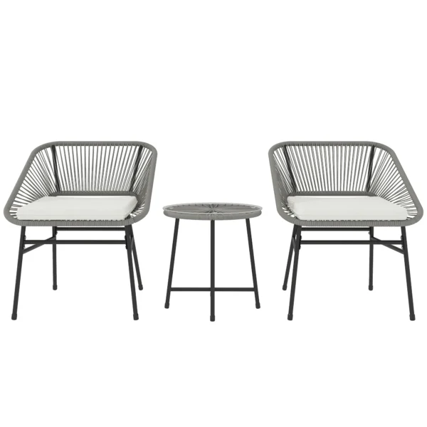 Polyrattan Garden Furniture Set, Outdoor Lounge Balcony Furniture for 2 People, 3-Piece Seating Group with 2 Chairs, Side Table