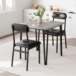 Dining Table Set for 2, Kitchen Table and Chairs for 2 with Upholstered Chairs, 3 Piece Dining Room Table Set, Square Dinner Tab