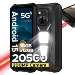 DOOGEE V Max LR 5G Rugged Phone Laser Rangefinder Dual Camping Lights 16GB 512GB ROM 6.78” Display 20500mAh Battery Smartphone