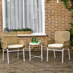 Outsunny Natural 3 piece outdoor garden table and chair set