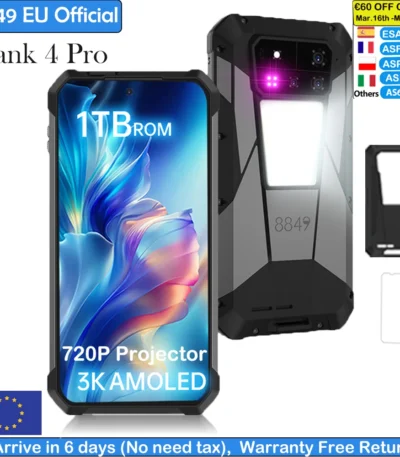 8849 Tank 4 Pro Unihertz 5G AI Rugged Projector Smartphone 1TB+36G Dimensity 8300 AMOLED 3K  Android 14 6.78''120HZ  11600mAh 1