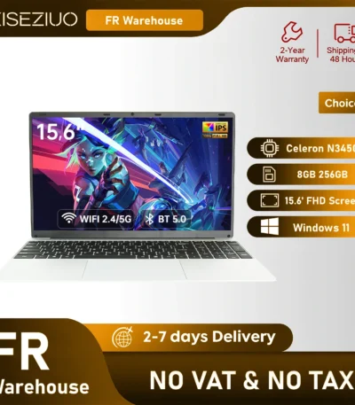 New 2026 15.6-Inch Laptop, 8 Gb Ddr4 Ram, 256 Gb Ssd, Intel Celeron N3450 Processor, 5000 Mah, 180 °   Ips Screen, Windows 11 Pro Laptop, Wifi 5, USB 3.0, Mini Hdmi, Desk, Study, and Movies, French Keyboard, French System 1