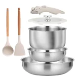 7 Piece Stainless Steel Pots and Pans Set 18/10 Stainless Steel Pots and Pans Set with Detachable Handle Compatibl All Cooktops