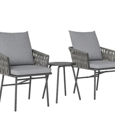 3-piece rattan bistro set, seating group, garden furniture set with 2 garden chairs, coffee table, removable cushions, balcony 1