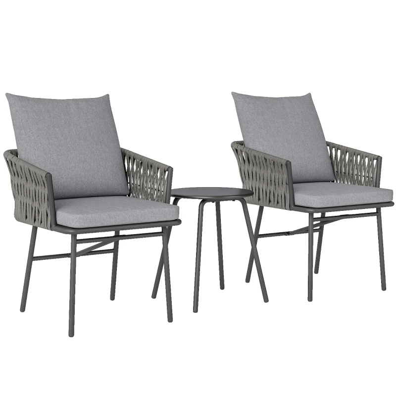 3-piece rattan bistro set, seating group, garden furniture set with 2 garden chairs, coffee table, removable cushions, balcony 3-piece rattan bistro set, seating group, garden furniture set with 2 garden chairs, coffee table, removable cushions, balcony