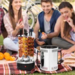 Electric Rotating Vertical Kebab Grill with 6 Shashlik Skewers, Gyro BBQ Grill for Fat Free Grilling at Home, for Gyros, Kebab