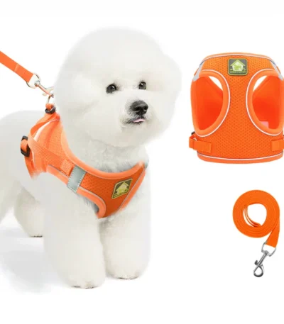 Dog Harness Pet Leash Vest-style Cat Breathable Adjustable Rope Reflective Pet Supplies Small Medium Dog Walking Harness Lead 1