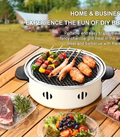 1pcs Portable Barbecue Stove Versatile Tabletop BBQ Grill Pan with Grill Net Perfect for Outdoor Camping and Backyard BBQ Tools 1