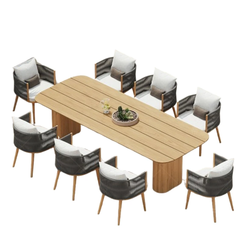 Designer Soild Wood Garden Sets Veranda Quality Lounge Waterproof Patio Set Table And Chairs Nordic Meble Ogrodowe Furniture Designer Soild Wood Garden Sets Veranda Quality Lounge Waterproof Patio Set Table And Chairs Nordic Meble Ogrodowe Furniture
