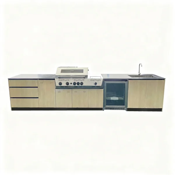 Modern Villa Terrace BBQ Station with Garden Full Aluminum Cabinets 6 Burners Prefabricated All-in-One Outdoor Kitchen Grill