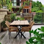 Aluminum Alloy Outdoor Table and Chair Terrace Table and Chair Garden Furniture Sets Nordic Leisure Rattan Chairs for Courtyard