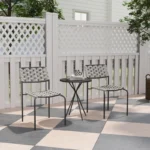 3-Piece Polyrattan Patio Bistro Set, Outdoor Lounge Furniture for 2, Stackable Chairs with High Back, Round Coffee Table, Weather-Resistant Garden Seating for Balcony Terrace, Gray
