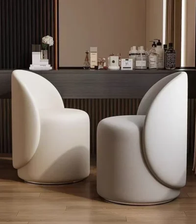 Light luxury Nordic makeup chair bedroom dresser fairy stool high backrest Internet celebrity simple home manicure round stool 1