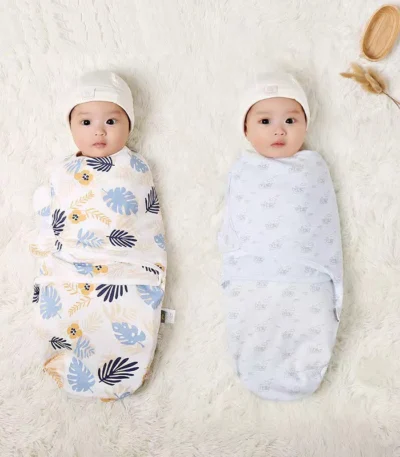 Baby Blanket Hat Set Cartoon Printed Cotton Newborn Swaddle Adjustable Infant Sleeping Swaddle Wraps All Seasons 0-6 Months 1