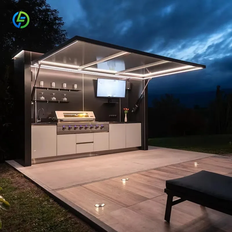 Outdoor Kitchen Cabinet Stainless Steel Modern Design Complete BBQ Grill Set Durable Weatherproof Patio Garden Customized Outdoor Kitchen Cabinet Stainless Steel Modern Design Complete BBQ Grill Set Durable Weatherproof Patio Garden Customized