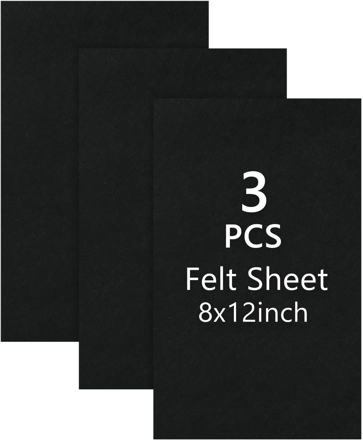 8x12 Black Felt Fabric Sheets - 3PCS Felt Squares -1 Colors Soft Felt Squares, 1.5mm Thick for Sewing, Patchwork, Decoration, Embroidering, Book, DIY Craft - Image 2
