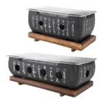 Japanese BBQ Grill Stove Rectangle Charcoal Barbecue Stove Quick Heating Aluminium Alloy Wire Grill Base for Camping