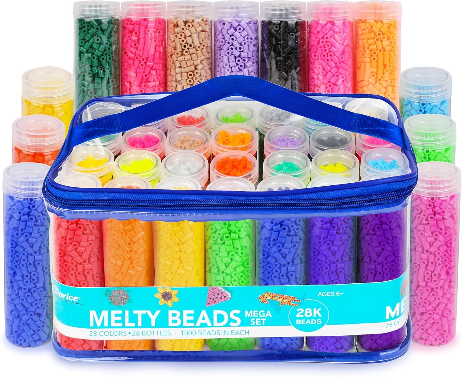 Darice Fuse Beads Kit – 28,000 Assorted Melty Iron Beads Bulk Set with Storage Case - 28 Colors in Reusable Bottles, DIY Art Craft Supplies for Kids Creative Projects Ages 6+ - Image 2