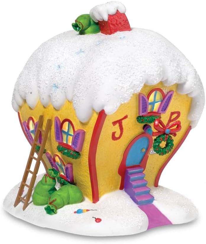 Department 56 Dr. Seuss Grinch Village Cindy Lou-Who's House Lit Building, Collectible Christmas Village House Decor, Hand Painted Porcelain with LED Lights and Wall Cord, 7.48 Inch, Multicolor - Image 2